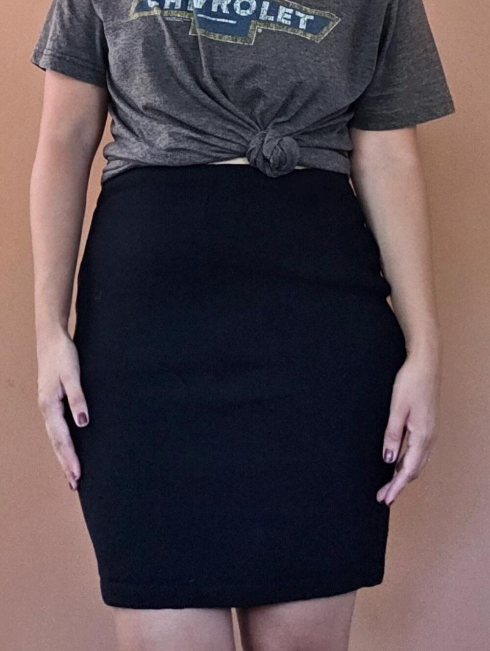 Vintage Black Wool Blend Pencil Skirt / High Waist / Large